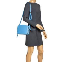 Pre Owned Victoria Beckham Baby Blue Leather Crossbody Bag