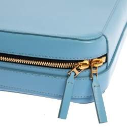 Pre Owned Victoria Beckham Baby Blue Leather Crossbody Bag