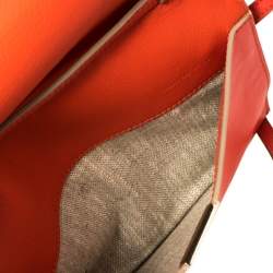 Pre Owned Victoria Beckham Coral Orange Leather Zipped Flap Shoulder Bag