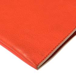 Pre Owned Victoria Beckham Coral Orange Leather Zipped Flap Shoulder Bag