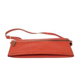 Pre Owned Victoria Beckham Coral Orange Leather Zipped Flap Shoulder Bag