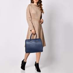 Pre Owned Victoria Beckham Navy Blue Leather Liberty Satchel