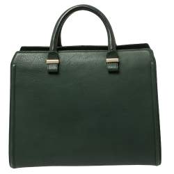 Pre Owned Victoria Beckham Green Leather Victoria Tote