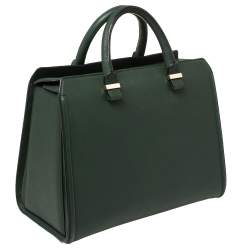Pre Owned Victoria Beckham Green Leather Victoria Tote