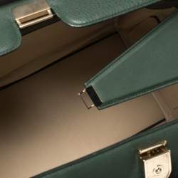 Pre Owned Victoria Beckham Green Leather Victoria Tote
