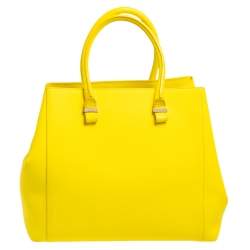 Pre Owned Victoria Beckham Yellow Grained Leather Quincy Tote