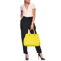 Pre Owned Victoria Beckham Yellow Grained Leather Quincy Tote