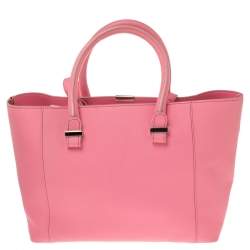 Pre Owned Victoria Beckham Candy Pink Leather Quincy Tote