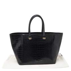 Pre Owned Victoria Beckham Black Croc Embossed Leather Quincy Tote