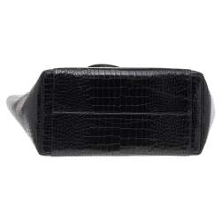 Pre Owned Victoria Beckham Black Croc Embossed Leather Quincy Tote