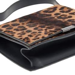 Pre Owned Victoria Beckham Brown/Black Leopard Print Calf Hair and Leather Mini Shoulder Bag