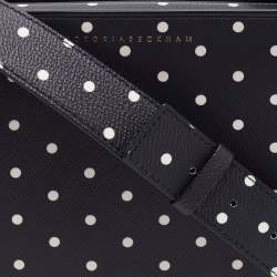 Pre Owned Victoria Beckham Black Polka Dots PVC Baby Half Moon Shoulder Bag