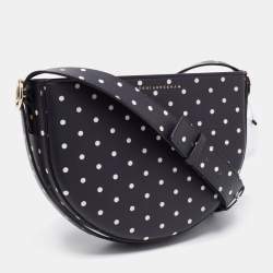 Pre Owned Victoria Beckham Black Polka Dots PVC Baby Half Moon Shoulder Bag