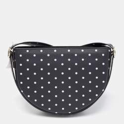 Pre Owned Victoria Beckham Black Polka Dots PVC Baby Half Moon Shoulder Bag