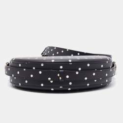Pre Owned Victoria Beckham Black Polka Dots PVC Baby Half Moon Shoulder Bag