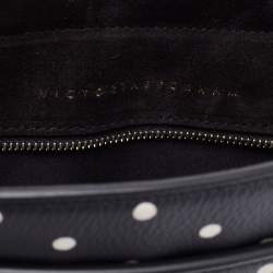 Pre Owned Victoria Beckham Black Polka Dots PVC Baby Half Moon Shoulder Bag
