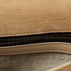 Pre Owned Victoria Beckham Beige Suede Flap Shoulder Bag
