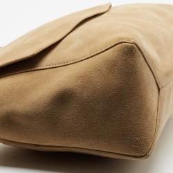 Pre Owned Victoria Beckham Beige Suede Flap Shoulder Bag