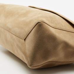 Pre Owned Victoria Beckham Beige Suede Flap Shoulder Bag