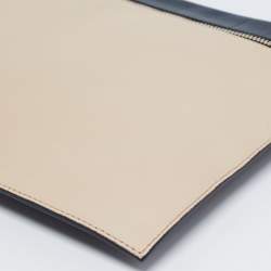 Pre Owned Victoria Beckham Light Beige/Blue Leather Clutch