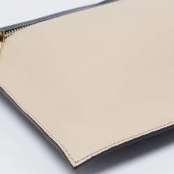 Pre Owned Victoria Beckham Light Beige/Blue Leather Clutch