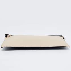 Pre Owned Victoria Beckham Light Beige/Blue Leather Clutch
