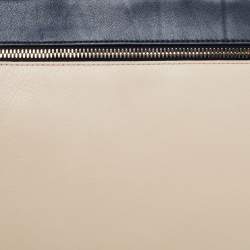 Pre Owned Victoria Beckham Light Beige/Blue Leather Clutch