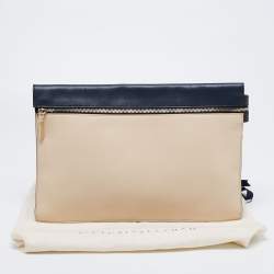Pre Owned Victoria Beckham Light Beige/Blue Leather Clutch
