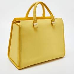 Pre Owned Victoria Beckham Yellow Leather Victoria Tote