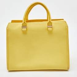 Pre Owned Victoria Beckham Yellow Leather Victoria Tote
