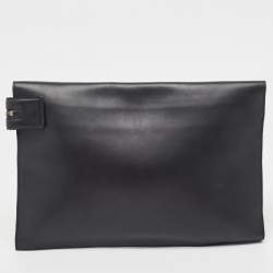 Pre Owned Victoria Beckham Brown/Black Leopard Print Calf Hair and Leather Zip Pouch