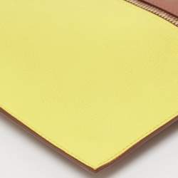 Pre Owned Victoria Beckham Tan/Acid Yellow Leather Small Zip Pouch
