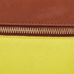 Pre Owned Victoria Beckham Tan/Acid Yellow Leather Small Zip Pouch