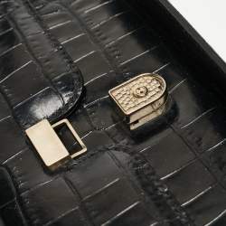 Pre Owned Victoria Beckham Black Croc Embossed Leather Tote