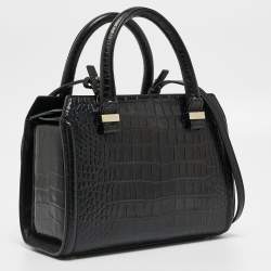 Pre Owned Victoria Beckham Black Croc Embossed Leather Tote