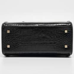 Pre Owned Victoria Beckham Black Croc Embossed Leather Tote
