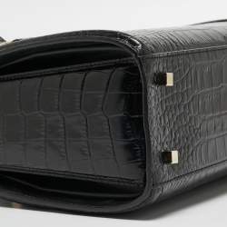 Pre Owned Victoria Beckham Black Croc Embossed Leather Tote