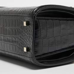Pre Owned Victoria Beckham Black Croc Embossed Leather Tote