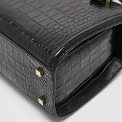 Pre Owned Victoria Beckham Black Croc Embossed Leather Tote
