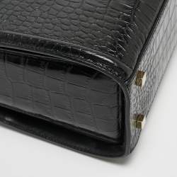 Pre Owned Victoria Beckham Black Croc Embossed Leather Tote