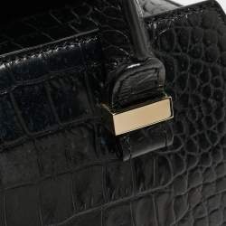 Pre Owned Victoria Beckham Black Croc Embossed Leather Tote