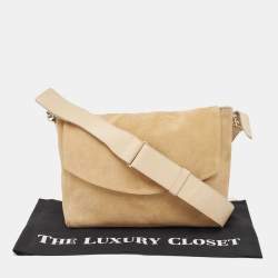 Pre Owned Victoria Beckham Beige Suede Flap Shoulder Bag