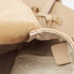 Pre Owned Victoria Beckham Beige Suede Flap Shoulder Bag