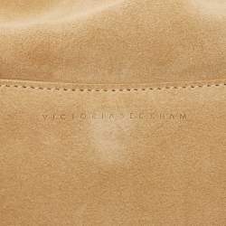 Pre Owned Victoria Beckham Beige Suede Flap Shoulder Bag