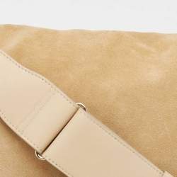 Pre Owned Victoria Beckham Beige Suede Flap Shoulder Bag