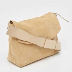 Pre Owned Victoria Beckham Beige Suede Flap Shoulder Bag