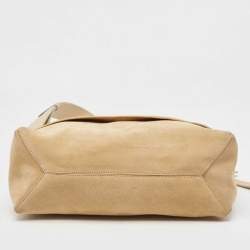 Pre Owned Victoria Beckham Beige Suede Flap Shoulder Bag