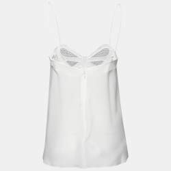 Pre Owned Victoria Victoria Beckham Off White Silk Embroidered Bow Camisole S
