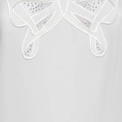 Pre Owned Victoria Victoria Beckham Off White Silk Embroidered Bow Camisole S
