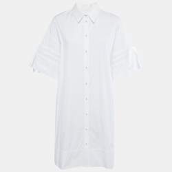 Pre Owned Victoria Victoria Beckham White Cotton Poplin Shirt Dress M  